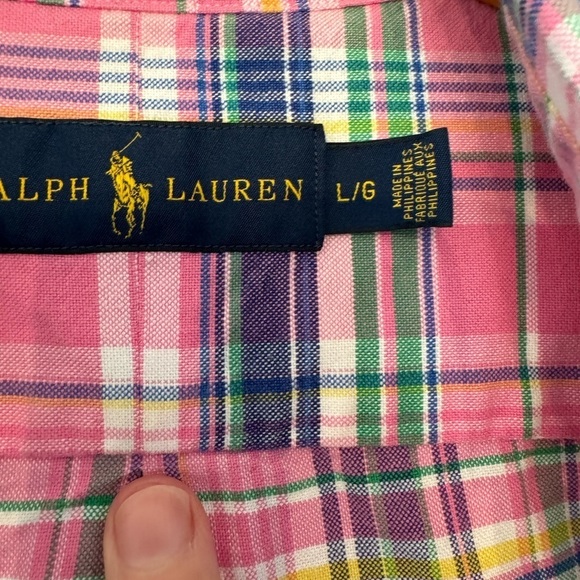 Ralph Lauren Cotton Plaid Button Down Shirt / large - Picture 5 of 12